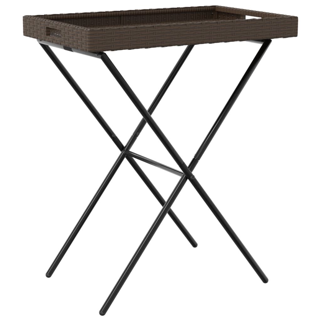 vidaXL Τραπέζι Δίσκος Πτυσσόμενο Καφέ 65x40x75 εκ. Συνθετικό Ρατάν