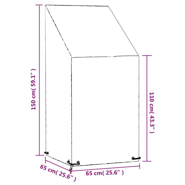 vidaXL Καλύμματα Καρέκλας με 8 Κρίκους 2 τεμ 65x65x110/150 εκ Πολυαιθ.
