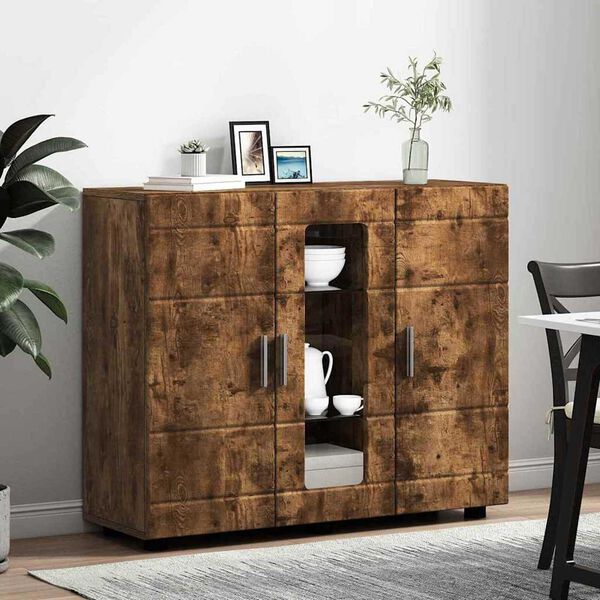 vidaXL Πλαϊνό γραφείο με ράφι Καπνιστή δρυς 55.5 x 29 x 100 εκ
