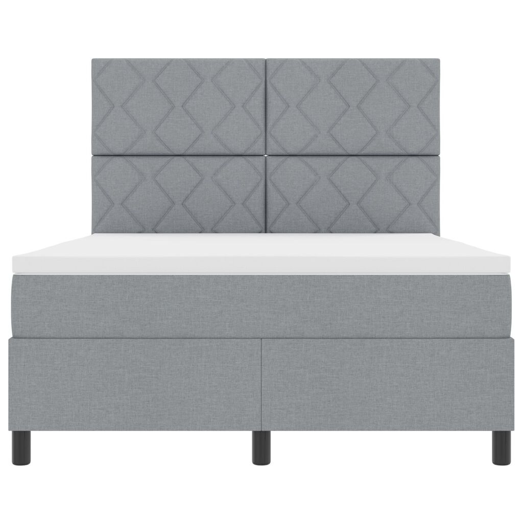 vidaXL Κρεβάτι Box Spring με Στρώμα Φως Γκρι 160x200 εκ. Ύφασμα