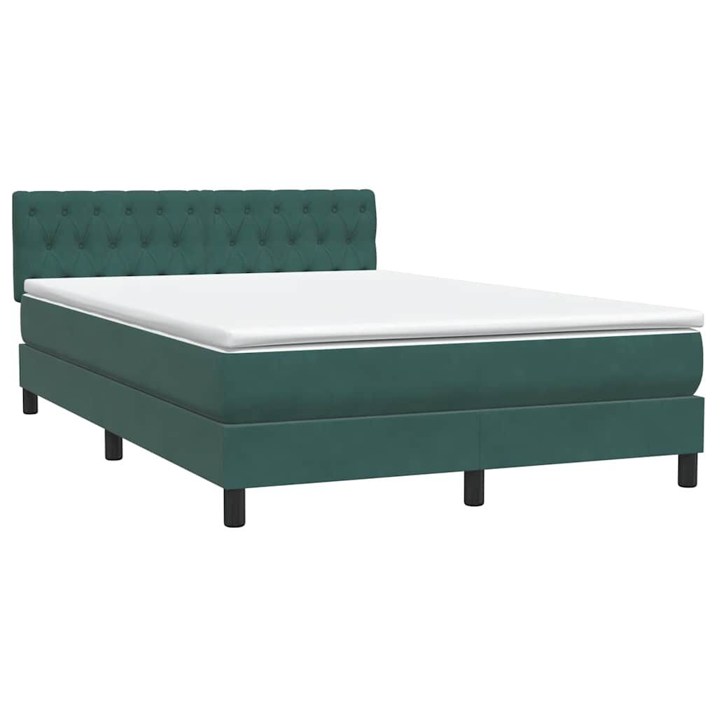 vidaXL Box Spring Κρεβάτι με στρώμα Σκούρο πράσινο 140x220cm Βελούδινο