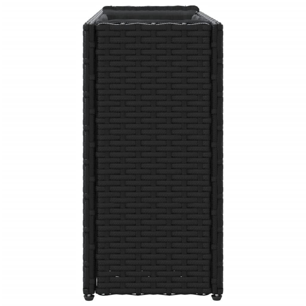vidaXL Ζαρντινιέρα Κήπου Μαύρη 90x20x40εκ. Συνθ. Ρατάν με 2 Γλάστρες