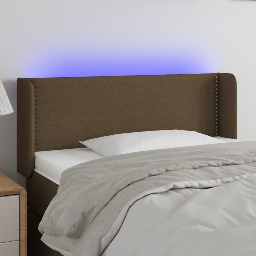vidaXL Κεφαλάρι Κρεβατιού LED Σκούρο Καφέ 83x16x78/88 εκ. Υφασμάτινο