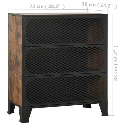 vidaXL Ντουλάπι Αποθήκευσης Ρουστίκ Καφέ 72x36x82 εκ. Μέταλλο / MDF