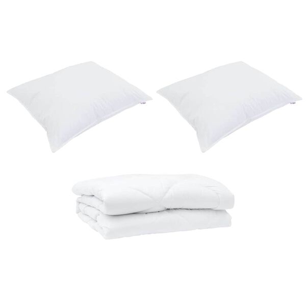 vidaXL Πάπλωμα με μαξιλάρι 3 pcs Λευκό 200 x 200 cm Μικροΐνες