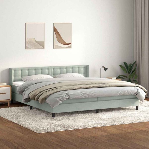 vidaXL Box Spring &kappa;&rho;&epsilon;&beta;ά&tau;&iota; &mu;&epsilon; &sigma;&tau;&rho;ώ&mu;&alpha; &alpha;&nu;&omicron;&iota;&chi;&tau;ό &gamma;&kappa;&rho;&iota; 180x220 cm &Beta;&epsilon;&lambda;&omicron;ύ&delta;&iota;&nu;&omicron;