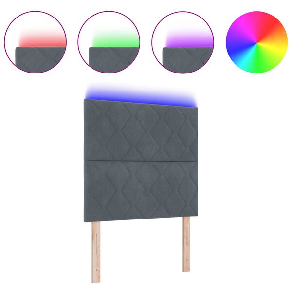 vidaXL LED Κεφαλάρι Διαμαντιών Γκρίζο Σκούρο 100cm Βελούδο