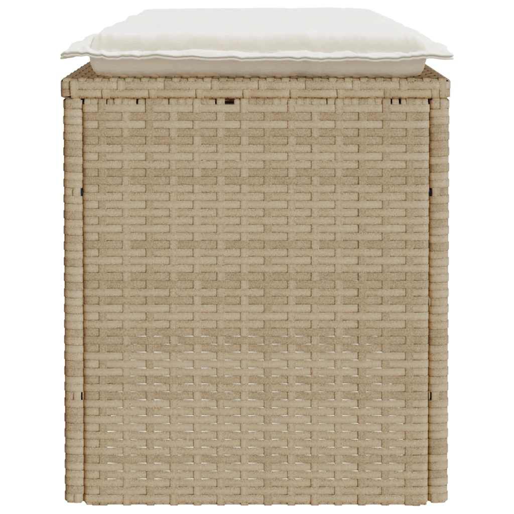 vidaXL Πάγκος κήπου με μαξιλάρι Μπεζ 110x40x44 cm Πολυ μπαστούνι