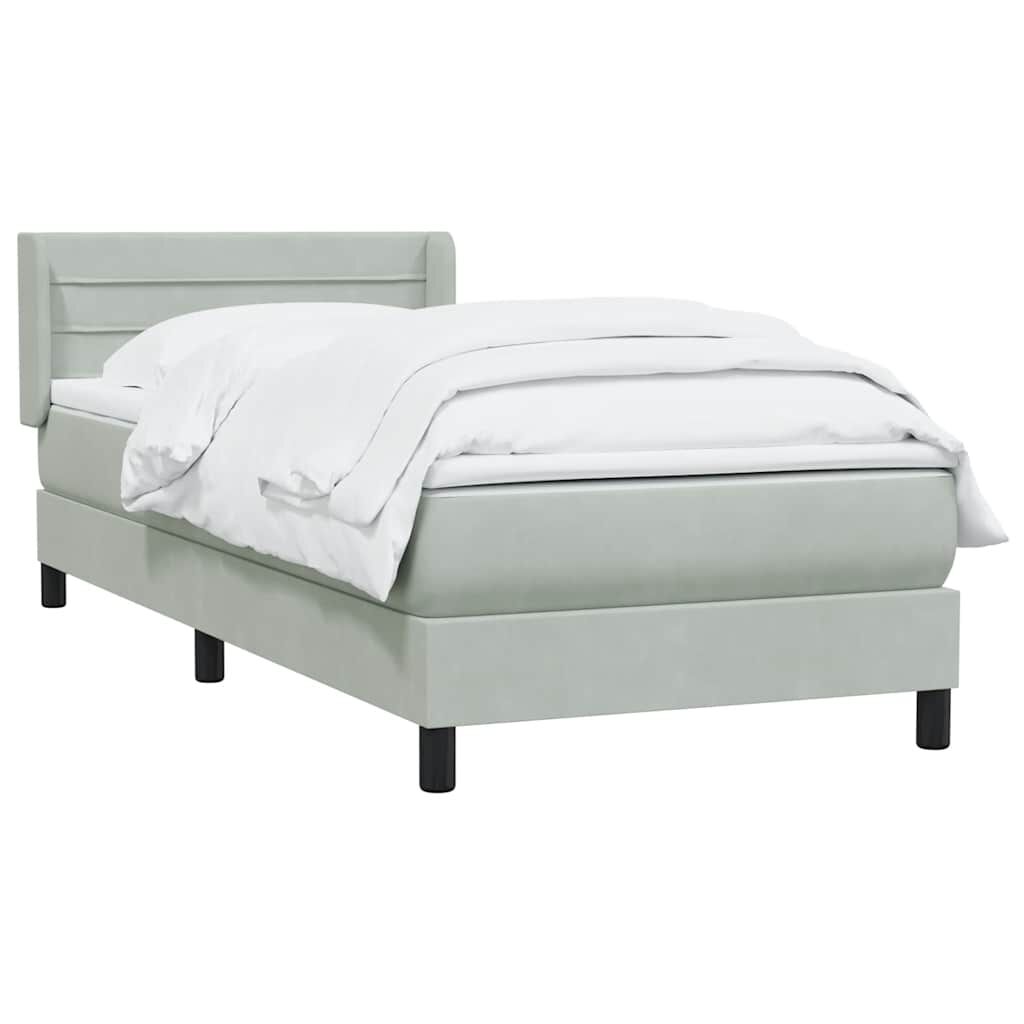 vidaXL Box Spring κρεβάτι με στρώμα ανοιχτό γκρι 80x220 cm Βελούδινο