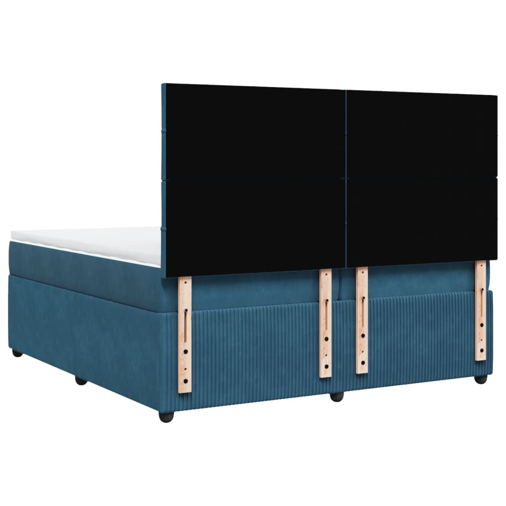 vidaXL Κρεβάτι Boxspring με Στρώμα Μπλε 200x200 εκ. Βελούδινο