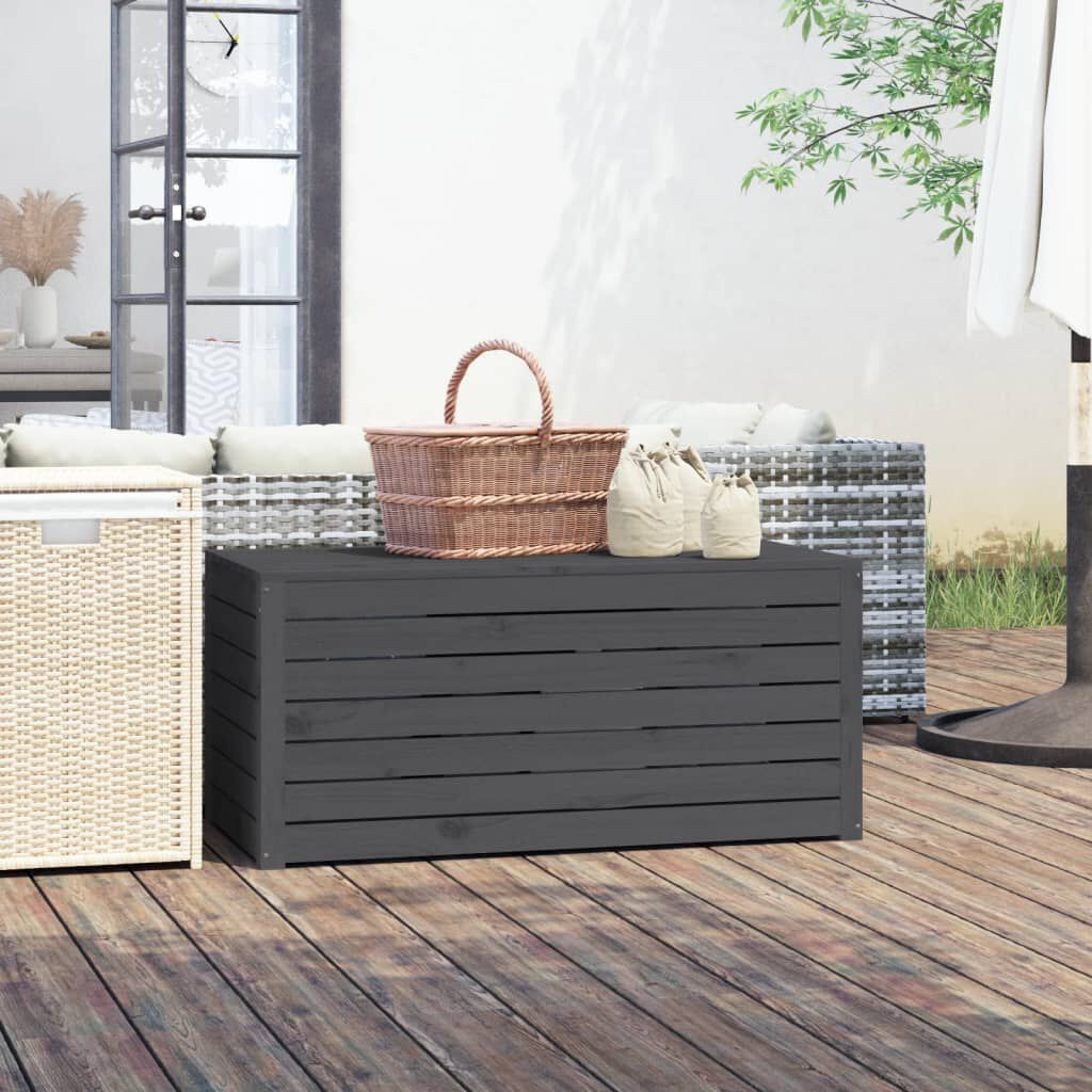 vidaXL Μπαούλο Κήπου Γκρι 101 x 50,5 x 46,5 εκ από Μασίφ Ξύλο Πεύκου