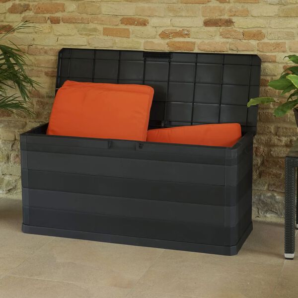 vidaXL Μπαούλο Αποθήκευσης Κήπου Μαύρο 117 x 45 x 56 εκ.