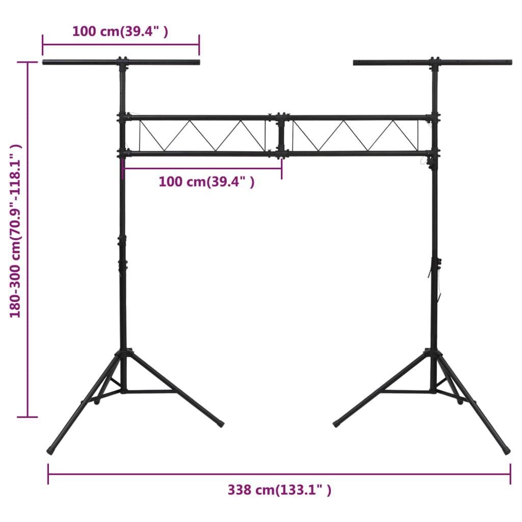 vidaXL Βάση Φωτισμού Μαύρη 338 x 115 x (180-300) εκ. Ατσάλινη