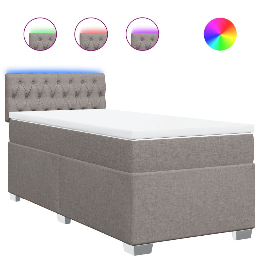 vidaXL Κρεβάτι Boxspring με Στρώμα Taupe 100 x 200 εκ. Υφασμάτινο