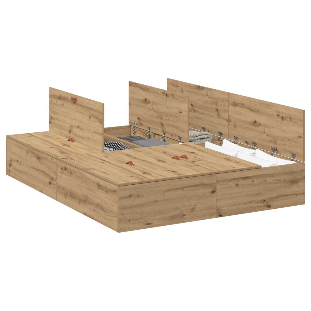 vidaXL Κρεβάτι αποθήκευσης Artisan Oak 150x200 εκ