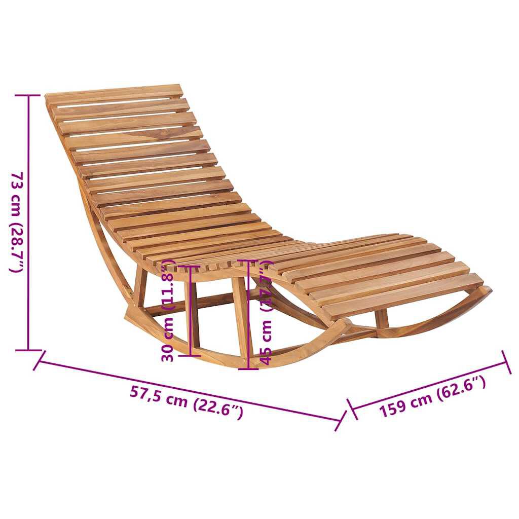 vidaXL Ξαπλώστρα Κουνιστή από Μασίφ Ξύλο Teak με Μαξιλάρι