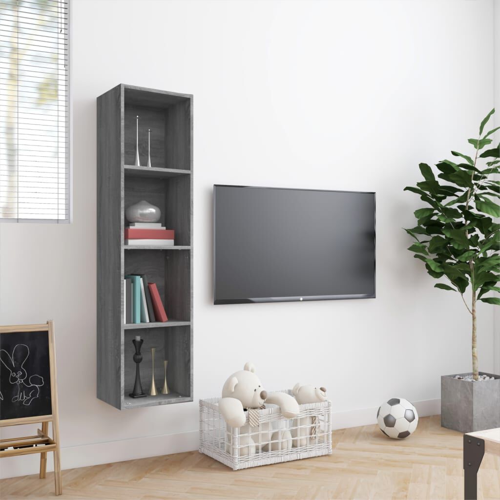 vidaXL Βιβλιοθήκη/Έπιπλο Τηλεόρασης Γκρι sonoma 143x30x36εκ Επεξ. Ξύλο