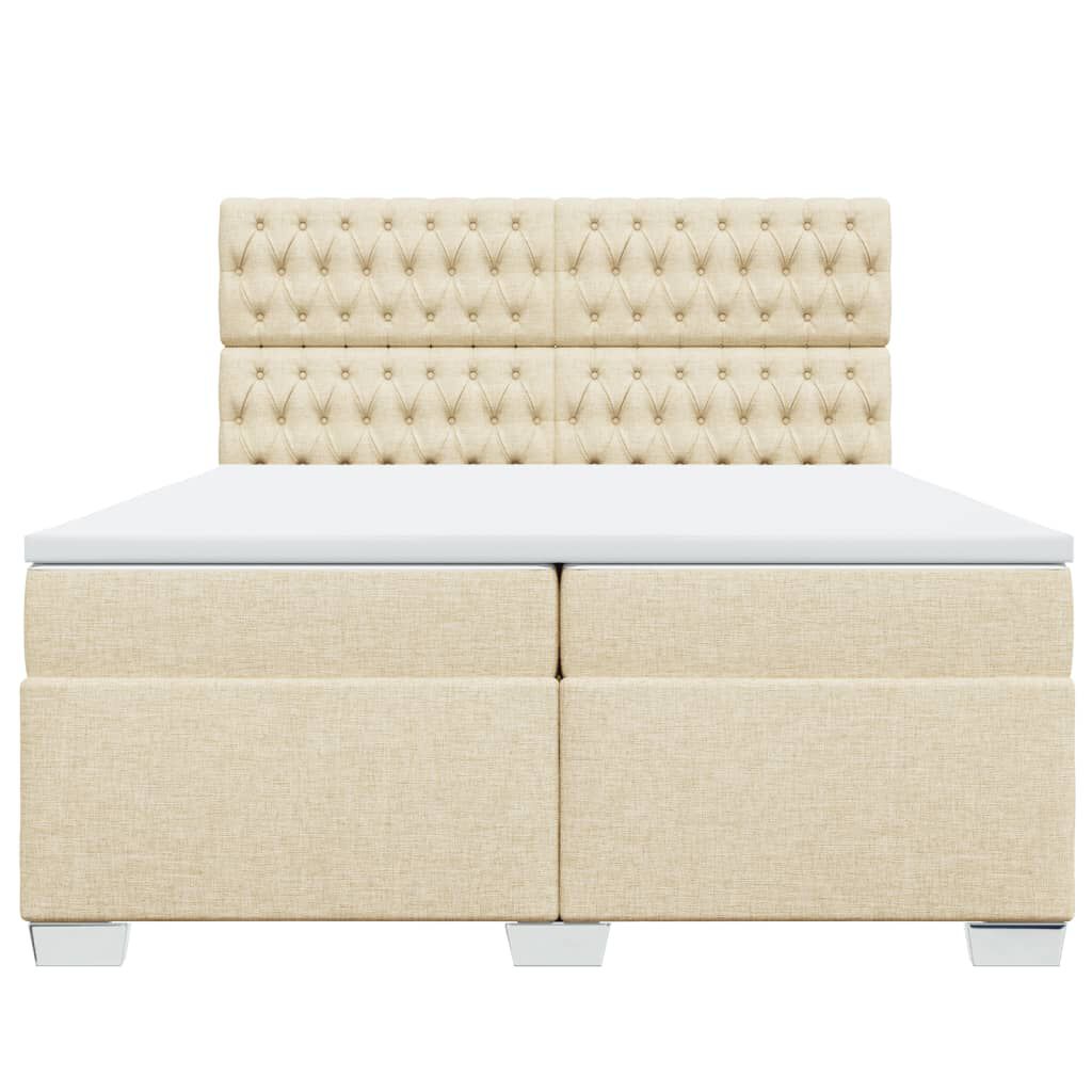 vidaXL Κρεβάτι Boxspring με Στρώμα Κρεμ 200x200 εκ. Υφασμάτινο