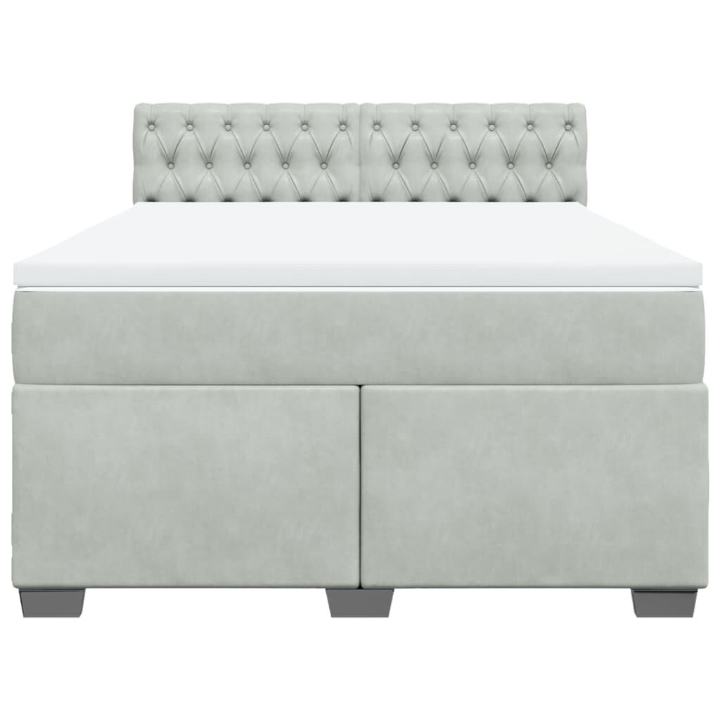 vidaXL Κρεβάτι Boxspring με Στρώμα Ανοιχτό Γκρι 160x200 εκ. Βελούδινο