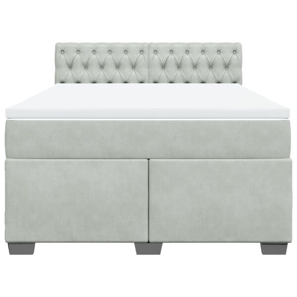 vidaXL Κρεβάτι Boxspring με Στρώμα Ανοιχτό Γκρι 160x200 εκ. Βελούδινο
