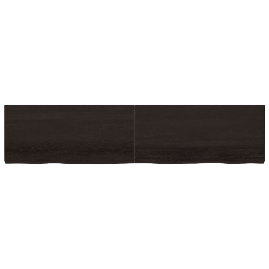 vidaXL Ράφι Τοίχου Σκούρο Καφέ 220x50x(2-6) εκ. Επεξ. Μασίφ Ξύλο Δρυός