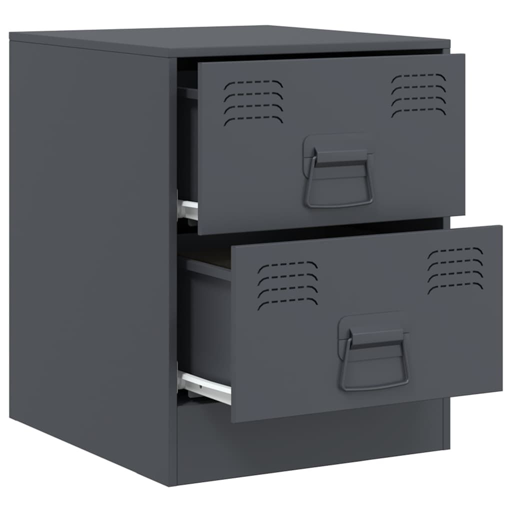 vidaXL Κομοδίνο Ανθρακί 34,5 x 39 x 44 εκ. από Χάλυβα