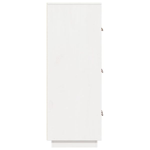 vidaXL Ντουλάπι Ψηλό Λευκό 67 x 40 x 108,5 εκ. από Μασίφ Ξύλο Πεύκου