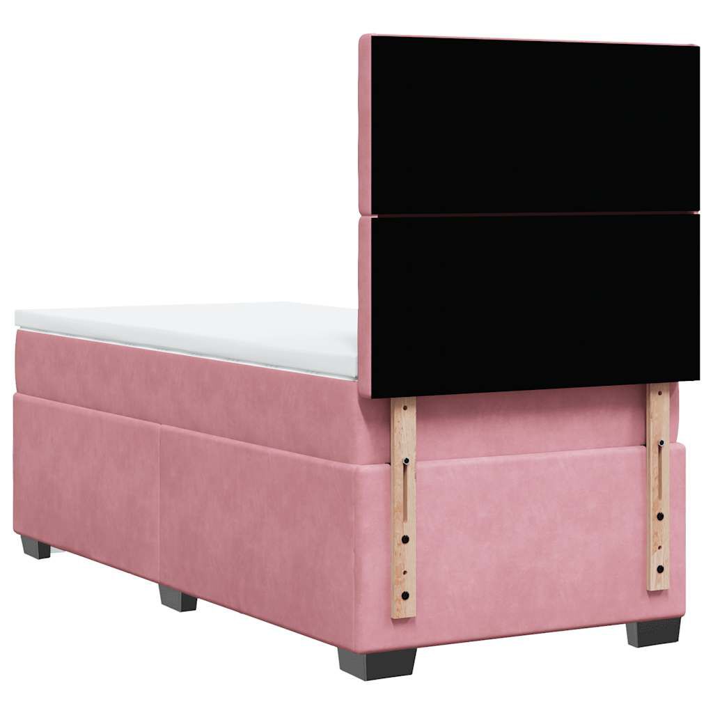 vidaXL Κρεβάτι Boxspring με Στρώμα Ροζ 100x200 εκ. Βελούδινο