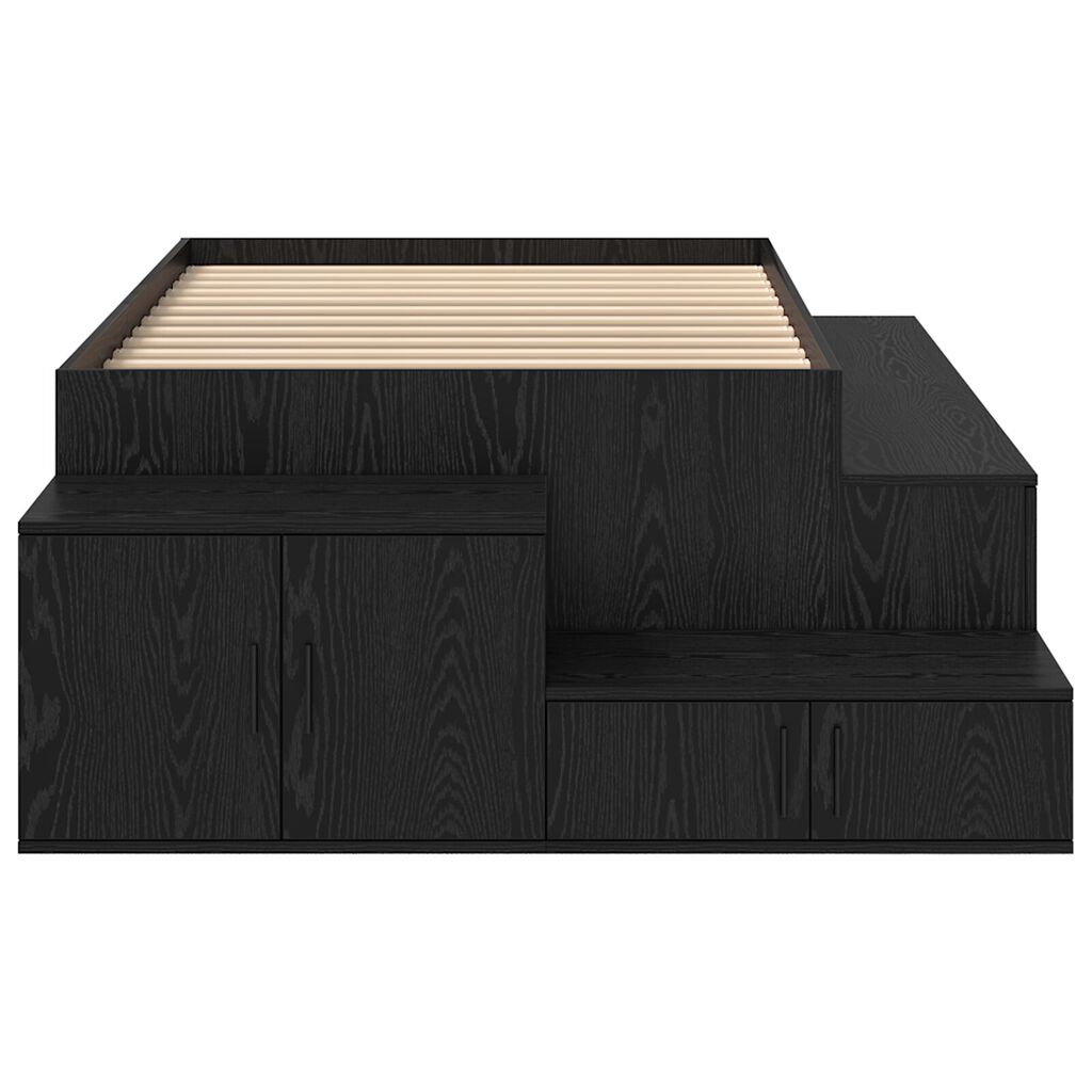 vidaXL Κρεβάτι Αποθήκευσης Μαύρη Δρυς 90x190 εκ.