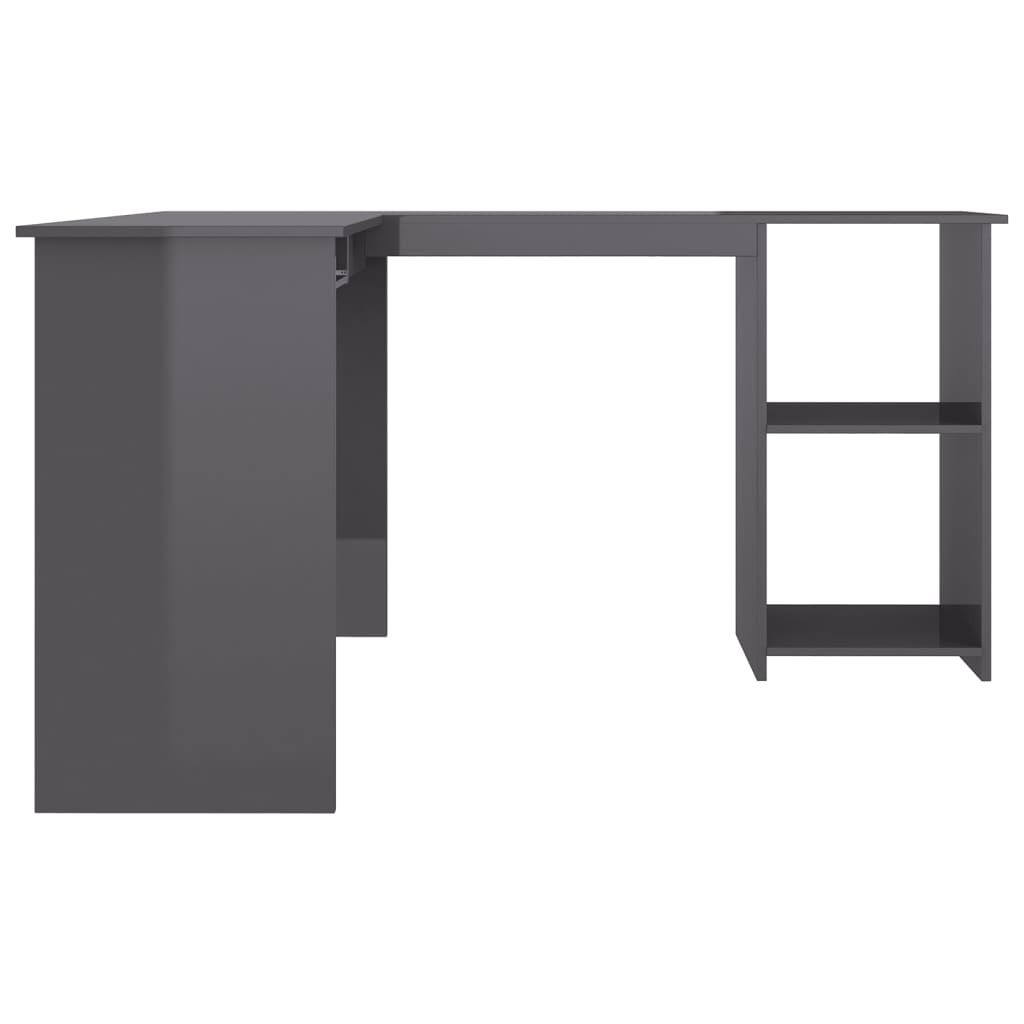 vidaXL Γραφείο Γωνιακό Γυαλιστερό Γκρι 120 x 140 x 75 εκ. Μοριοσανίδα