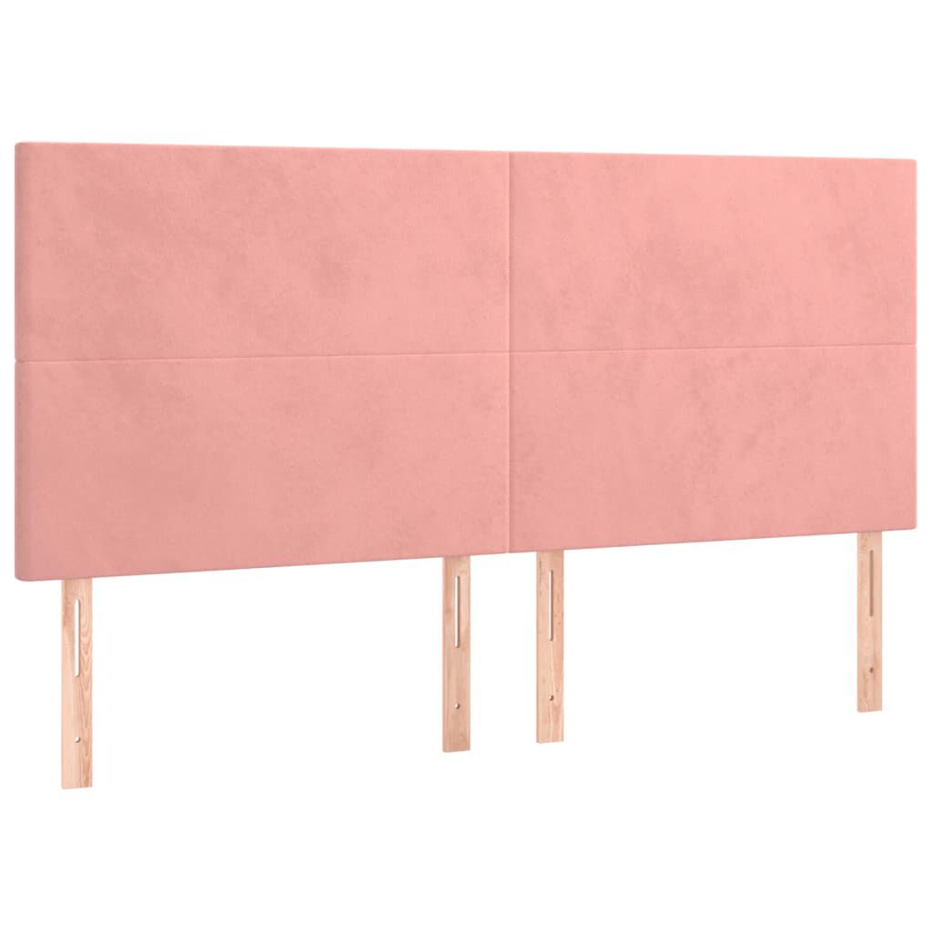 vidaXL Κρεβάτι Boxspring με Στρώμα & LED Ροζ 160x200 εκ. Βελούδινο