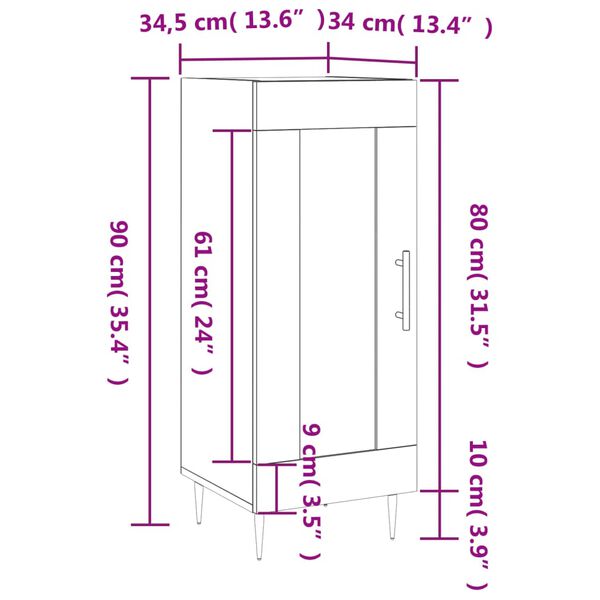 vidaXL Ντουλάπι Γυαλιστερό Λευκό 34,5x34x90 εκ. Επεξεργασμένο Ξύλο