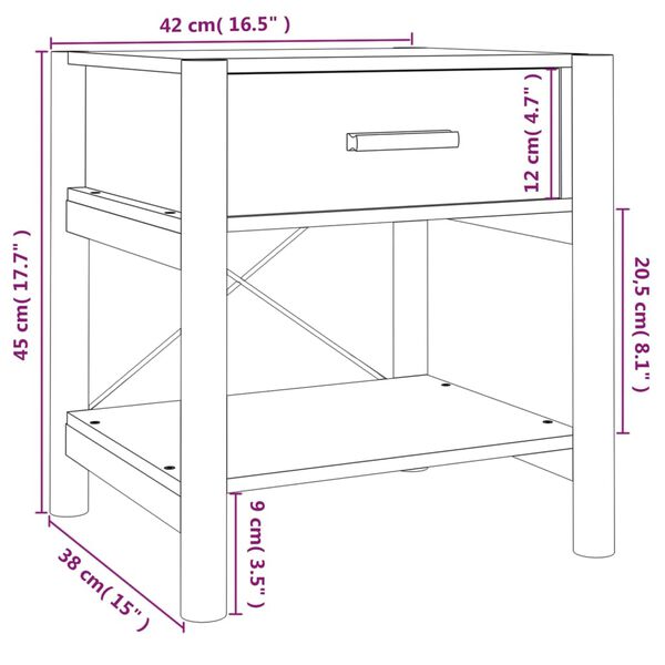 vidaXL Κομοδίνα 2 τεμ. Μαύρα 42 x 38 x 45 εκ. από Επεξεργασμένο Ξύλο