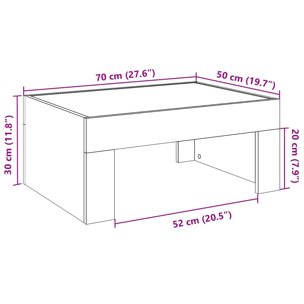 vidaXL Τραπεζάκι Σαλονιού Άπειρο Φως LED Καφέ Δρυς 70x50x30 εκ.