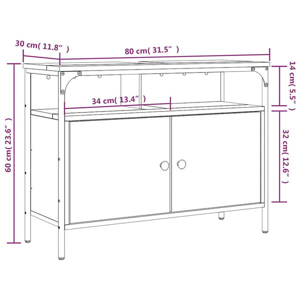vidaXL Ντουλάπι Νιπτήρα Μπάνιου Γκρι Sonoma 80x30x60 εκ. Επεξ. Ξύλο