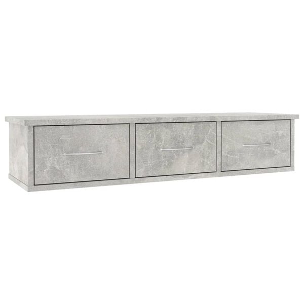 vidaXL Ράφι Τοίχου με Συρτάρια Γκρι Σκυροδ. 88x26x18,5 εκ. Επεξ. Ξύλο