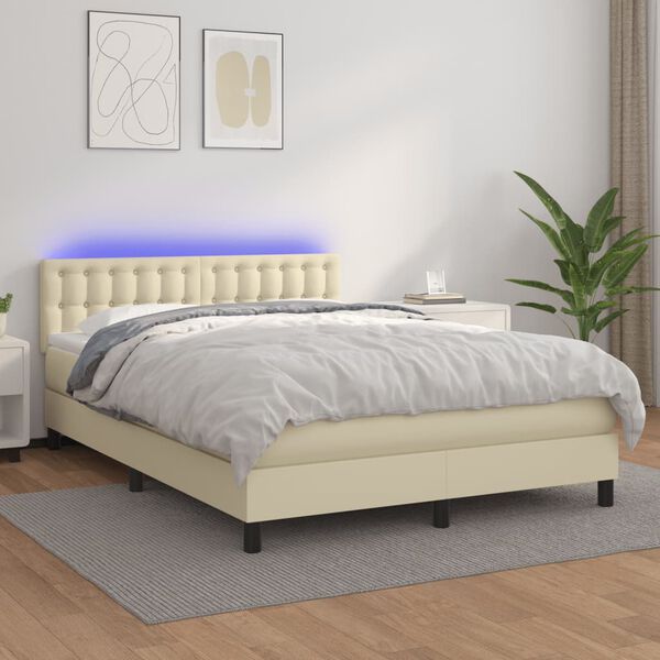vidaXL &Kappa;&rho;&epsilon;&beta;ά&tau;&iota; Boxspring &mu;&epsilon; &Sigma;&tau;&rho;ώ&mu;&alpha; & LED &Kappa;&rho;&epsilon;&mu; 140x200 &epsilon;&kappa;. &Sigma;&upsilon;&nu;&theta;. &Delta;έ&rho;&mu;&alpha;