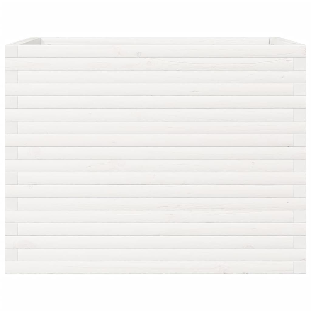 vidaXL Ζαρντινιέρα Κήπου Λευκή 60 x 60 x 60 εκ. από Μασίφ Ξύλο Πεύκου