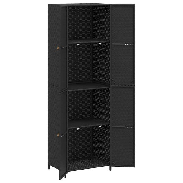 vidaXL Ντουλάπι Αποθήκευσης Κήπου Μαύρο 59x40x180 εκ. από Συνθ. Ρατάν