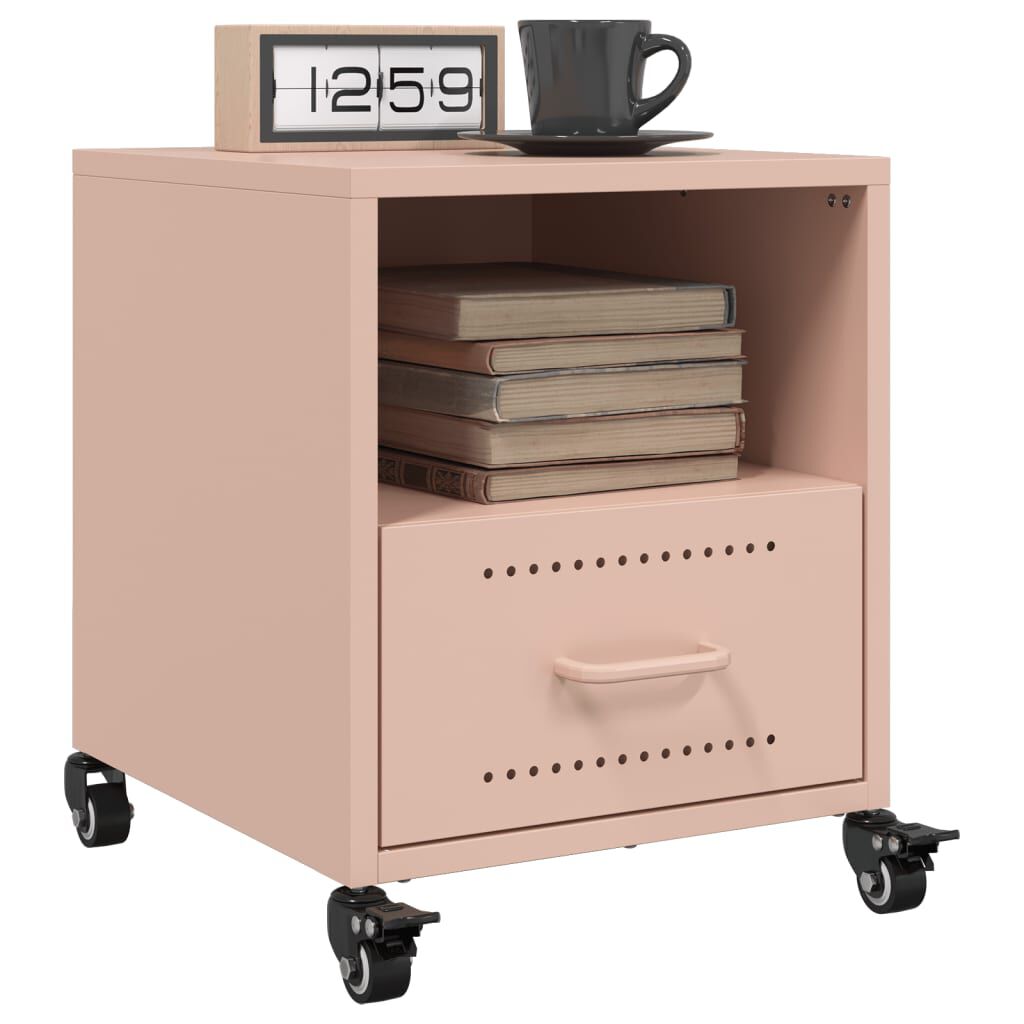 vidaXL Κομοδίνο Ροζ 36x39x43,5 εκ. από Χάλυβα