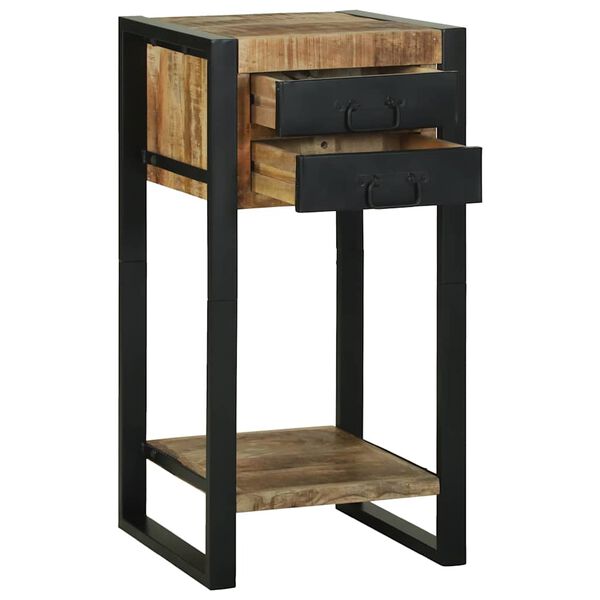 vidaXL End Table με συρτάρι Καφέ 40 x 40 x 80 cm Στερεό ξύλο μάνγκο