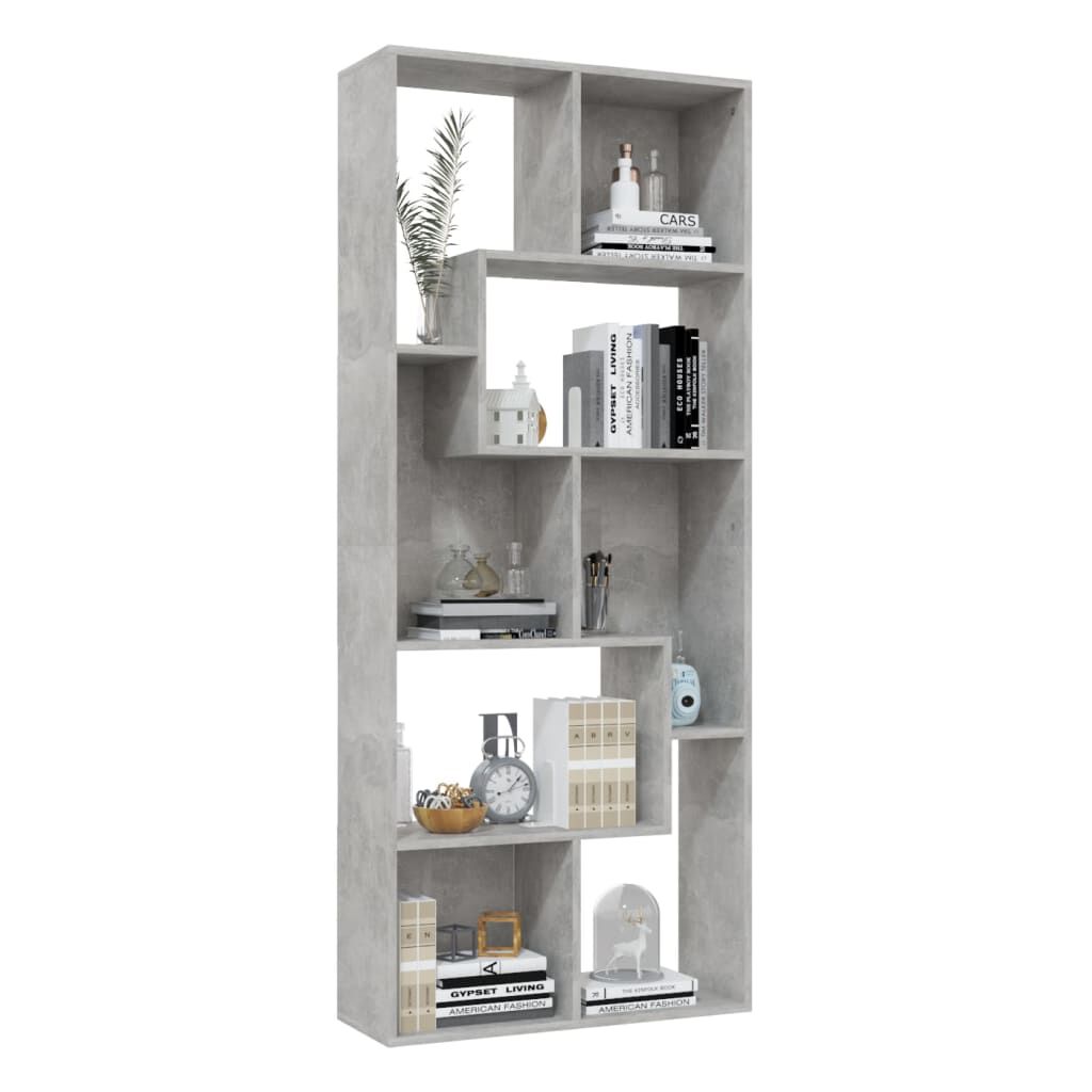 vidaXL Βιβλιοθήκη Γκρι Σκυροδέματος 67 x 24 x 161 εκ. από Επεξ. Ξύλο