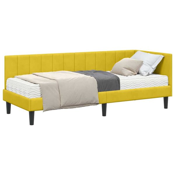 vidaXL Κρεβάτι Γωνίας με στρώμα Κίτρινο 80 x 200 cm Βελούδο
