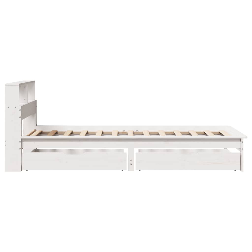 vidaXL Κρεβάτι Βιβλιοθήκη Χωρίς Στρώμα Λευκό 75x190 εκ Μασίφ Πεύκο