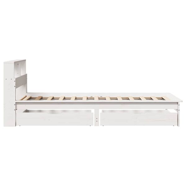vidaXL Κρεβάτι Βιβλιοθήκη Χωρίς Στρώμα Λευκό 75x190 εκ Μασίφ Πεύκο