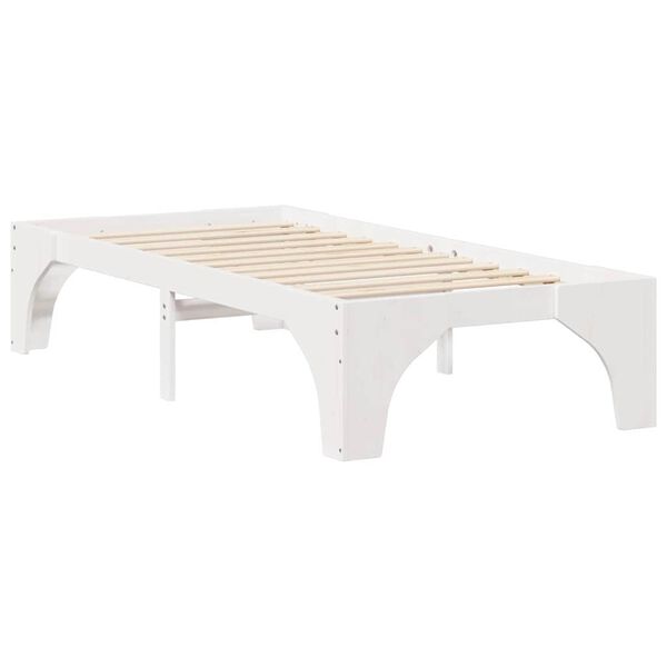 vidaXL Κρεβάτι δαπέδου Λευκό 75 x 190 cm Μασίφ ξύλο πεύκου