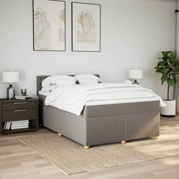 vidaXL &Kappa;&rho;&epsilon;&beta;ά&tau;&iota; Boxspring &mu;&epsilon; &Sigma;&tau;&rho;ώ&mu;&alpha; Taupe 140x190 &epsilon;&kappa;. &Upsilon;&phi;&alpha;&sigma;&mu;ά&tau;&iota;&nu;&omicron;