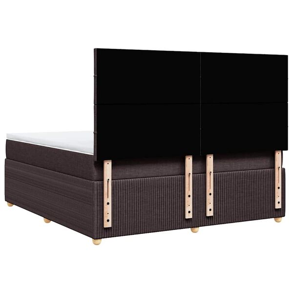 vidaXL Κρεβάτι Boxspring με Στρώμα Σκούρο Καφέ 180x200 εκ Υφασμάτινο