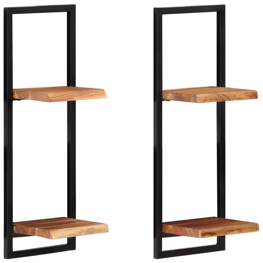 vidaXL Ράφια Τοίχου 2 Τεμ. 25x25x75 εκ. Μασίφ Ξύλο Ακακίας & Ατσάλι