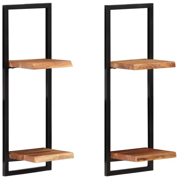 vidaXL Ράφια Τοίχου 2 Τεμ. 25x25x75 εκ. Μασίφ Ξύλο Ακακίας & Ατσάλι